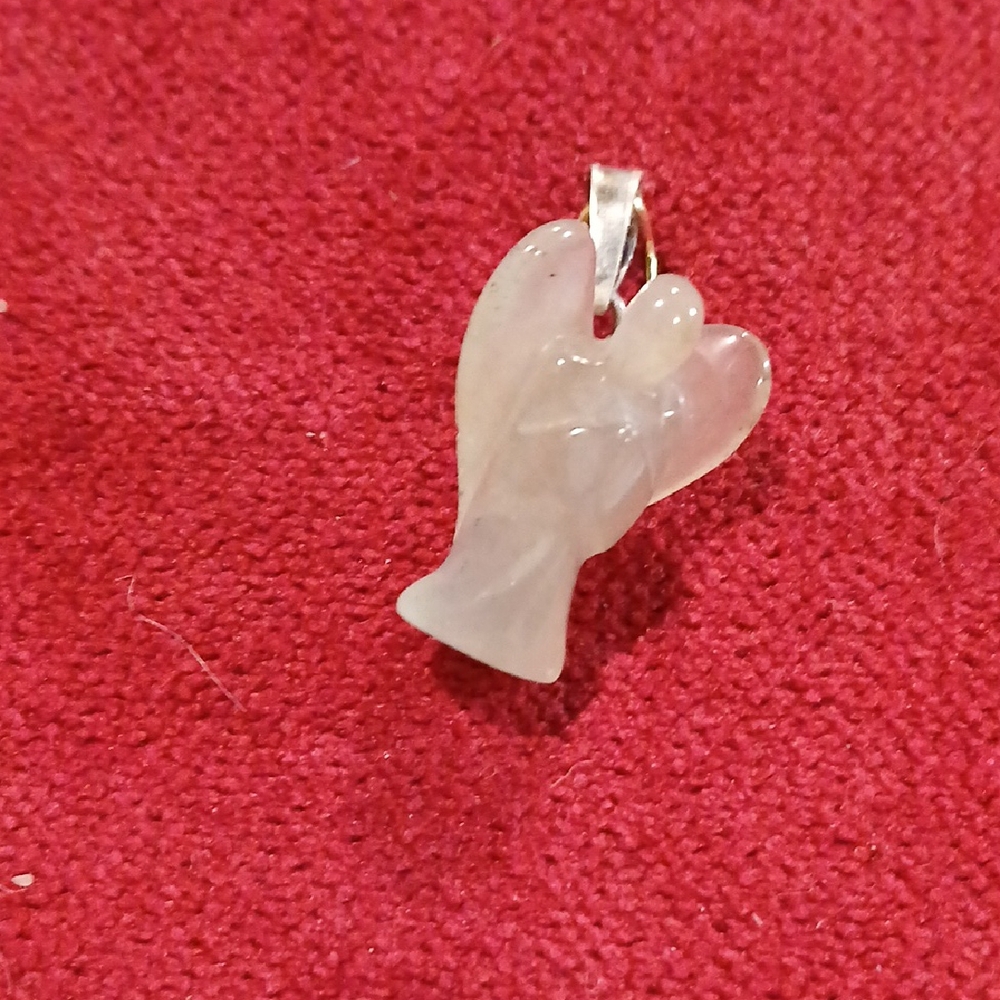 👼 Elegant Silver Crystal Angel Pendant Carved Quartz Moonstone Agate